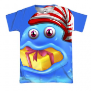 3D футболка з синім желейні істотою
