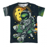 3D футболка с астронавтом на ракете