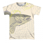 3D футболка с рыбой в сетях