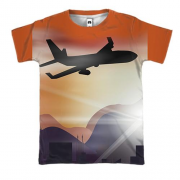 3D футболка с летящим боингом