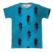 3D футболка с темным морским коньком