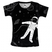 Женская 3D футболка с космонавтом в невесомости