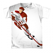 3D футболка с иллюстрацией хоккеиста