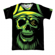 3D футболка с зеленым черепом пиратом