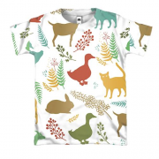 3D футболка с деревенскими животными