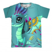 3D футболка с бирюзовым дракончиком