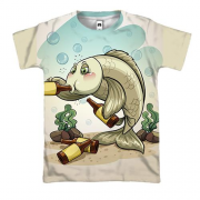 3D футболка с рыбой и пивом