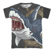 3D футболка с акулой в штурвале