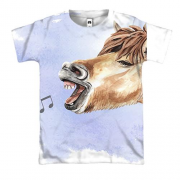 3D футболка с поющей лошадью