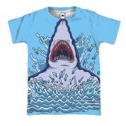 3D футболка с акулой и волнами