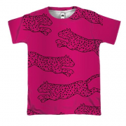 3D футболка с розовыми гепардами