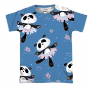 3D футболка з пандами в спідницях