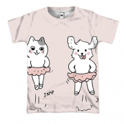 3D футболка с танцующим котом и собакой