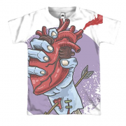 3D футболка с рукой и сердцем