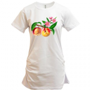 Подовжена футболка з квітучою гілкою персика