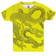 Дитяча 3D футболка з чорним драконом на жовтому фоні