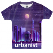 Детская 3D футболка с городом и надписью "Урбанист"
