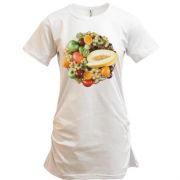 Подовжена футболка з фруктовою вазою