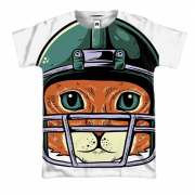 3D футболка с котом в шлеме