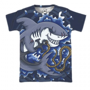 3D футболка с акулой и якорем