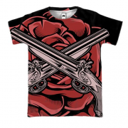 3D футболка з двома обрізами і трояндою