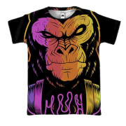3D футболка с обезьяной и наушниками