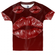 Детская 3D футболка с красными губами