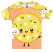 Детская 3D футболка с пиццей и грибами