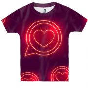 Детская 3D футболка с неоновым сердцем в круге