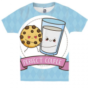 Детская 3D футболка с молоком и печеньем