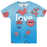 Детская 3D футболка с любовной символикой
