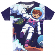 Детская 3D футболка с мальчиком космонавтом