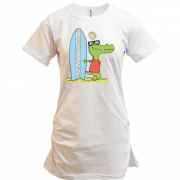 Удлиненная футболка Crocodile surfer