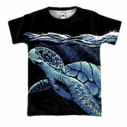 3D футболка с синей черепахой