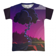 3D футболка з нічним деревом