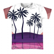 3D футболка с пальмами на берегу
