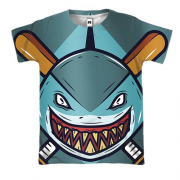 3D футболка с акулой и битами