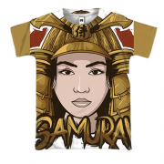 3D футболка с девушкой самураем