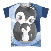 3D футболка з сім'єю пінгвінів