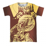 3D футболка с золотистой рыбалкой