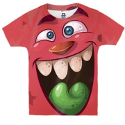 Детская 3D футболка с существом с зеленым языком