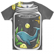 Детская 3D футболка с китом в чашке