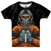 Детская 3D футболка с космонавтом скелетом и подарком