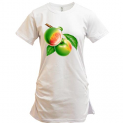 Подовжена футболка з яблуневої гілкою