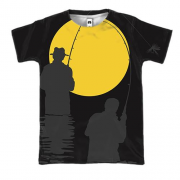 3D футболка з нічною рибалкою і місяцем