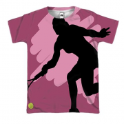 3D футболка с розовым игроком в теннис