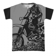 3D футболка с серым мотоциклистом