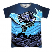 3D футболка с синей рыбой в воде