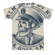 3D футболка с черепом капитаном и трубкой