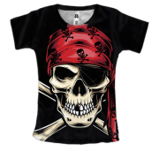 Женская 3D футболка с пиратским черепом в бандане